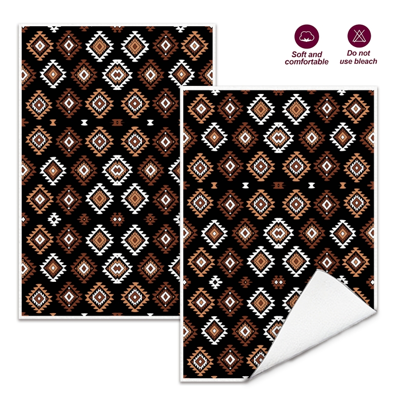 Kitchen Baking Necessities - 2Pcs, Bohemian Style Diamond-Patterned Kitchen Towels,
