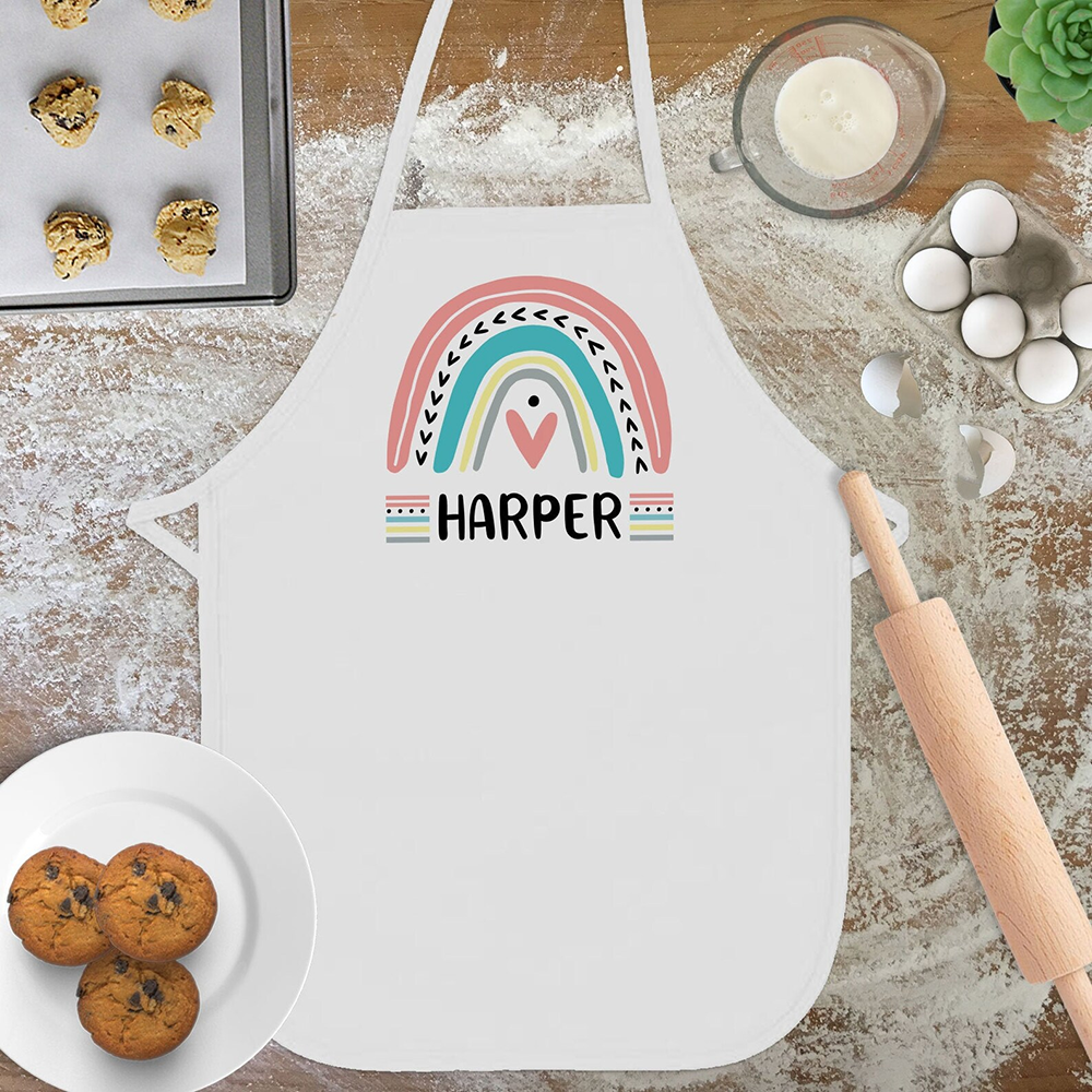 Baking Kitchen For Kids - Personalized Rainbow Apron for Toddler Girls
