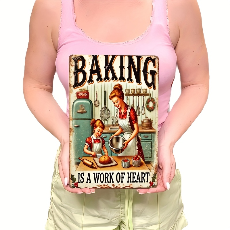 Kitchen Baking Wall Art - Vintage Style Iron Sign Baking Is