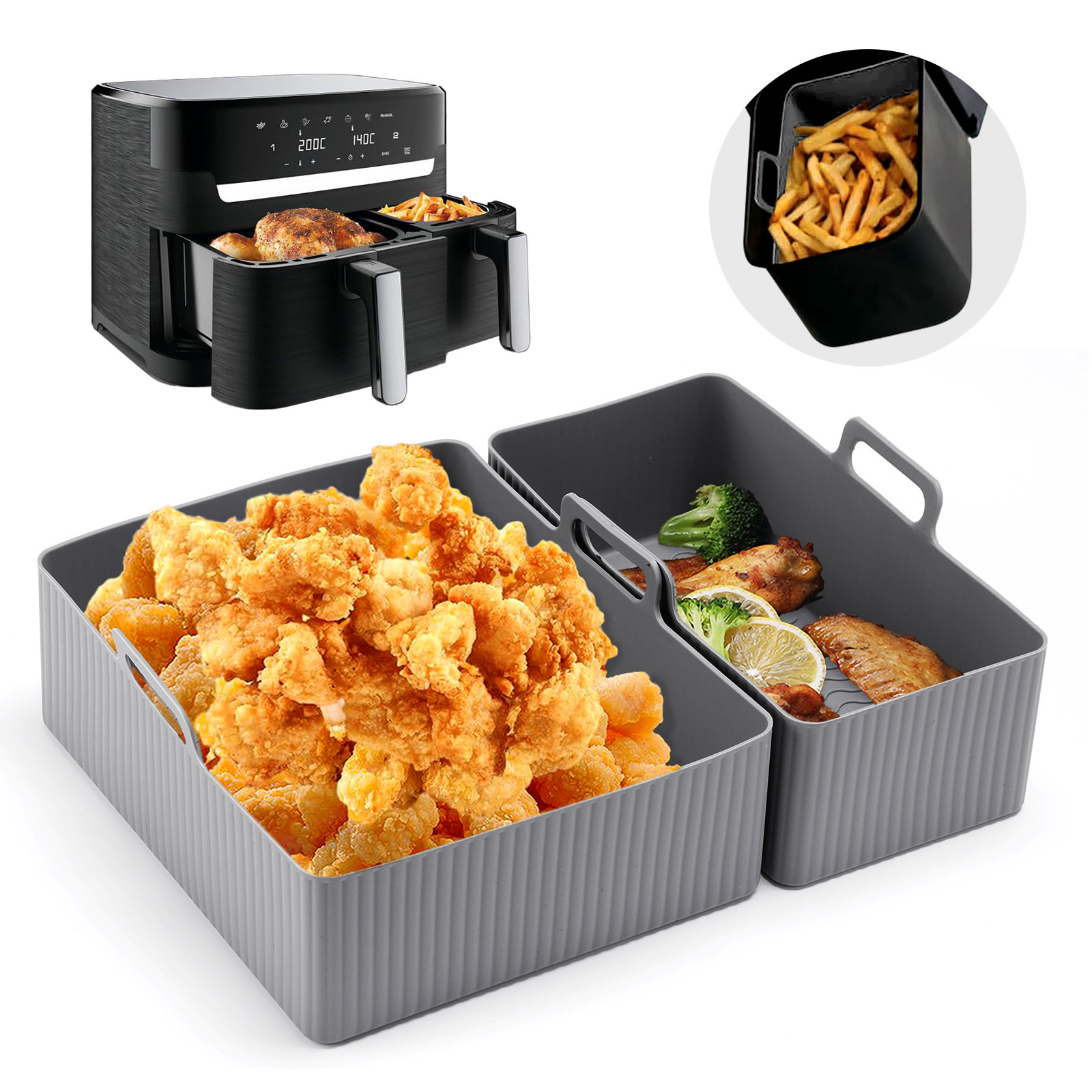 2pcs Set Silicone Air Fryer Ma – Kitchen Baking Tray Set Bewertung und Preis