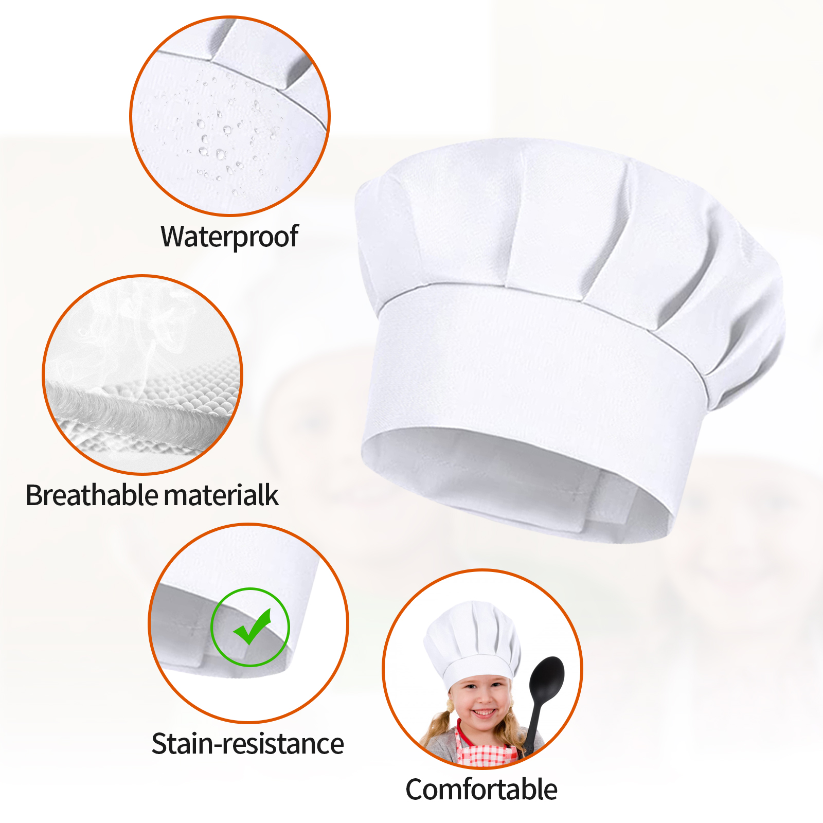 4PCS White Party Cap Hat Costu – Baking Kitchen For Kids Bewertung und Preis
